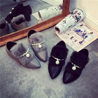 Yoflap Embellished Furry Loafers