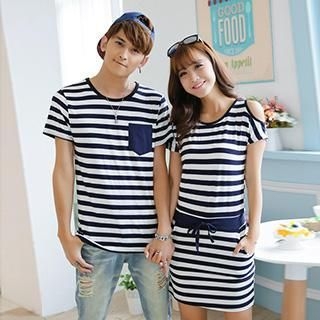 Lovebirds Stripe T-Shirt / Short-Sleeve Stripe Dress
