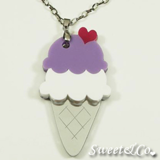Sweet & Co. Purple Mirror Ice-Cream Silver Necklace