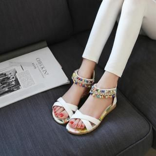 Shoes Galore Beaded Flat Sandals