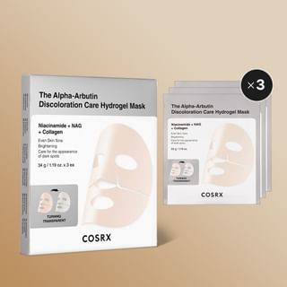 Cosrx - The Alpha-Arbutin Discoloration Care Hydrogel Mask Set 34G X 3 Sheets