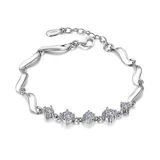 BELEC White Gold Plated 925 Sterling Silver with White Cubic Zirconia Bracelet