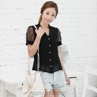 Buy COOLHADA Sheer Puff-Sleeve Blouse 1022960349