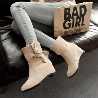 Pastel Pairs Hidden Wedge Bow Short Boots