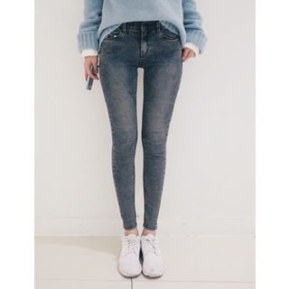 J.ellpe Washed Brushed-Fleece Skinny Jeans
