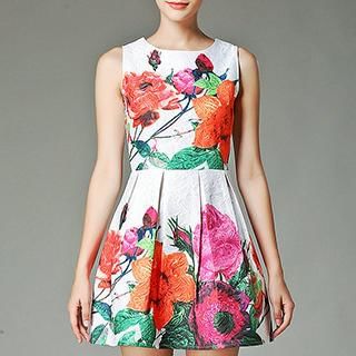 Fashion Street Sleeveless Floral Print Dress