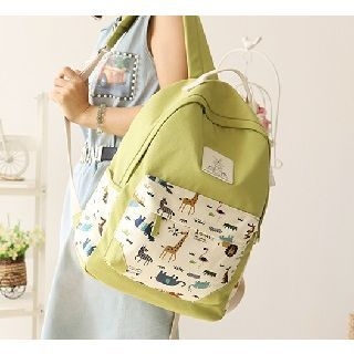 Canvas Love Animal Patterned Canvas Backpack