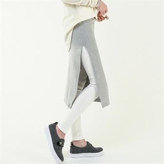 GLAM12 Inset Slit-Side Skirt Leggings