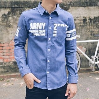 SeventyAge Lettering Denim Shirt