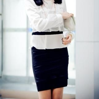 Layered Satin Pencil Skirt