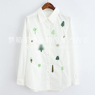 ninna nanna Tree Embroidered Shirt