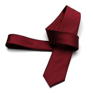 Romguest Striped Slim Neck Tie Wine Red - One Size