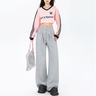 Drawstring Waist Plain Wide Leg Sweatpants (Various Designs)