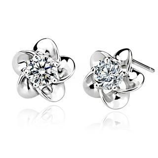 BELEC 925 Sterling Silver Peach-shaped with White Cubic Zircon Stud Earrings