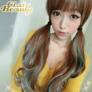Clair Beauty Long Full Wig - Curly Green Mix - One Size