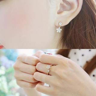 soo n soo Set: Rhinestone Earrings + Rhinestone Ring