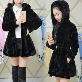 chome Furry Hooded Coat