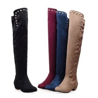 Colorful Shoes Hidden Wedge Over The Knee Boots