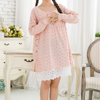LYLA Maternity Long-Sleeve Floral Dress