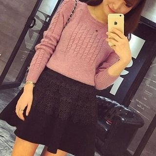 Rainbeam Long-Sleeve Cable-Knit Top