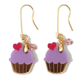 Sweet & Co. Sweet&Co Mini Gold Purple Cupcake Crystal Earrings Gold - One Size