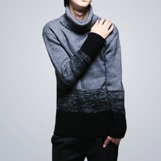 NAPO Stand Collar Color Block Sweater