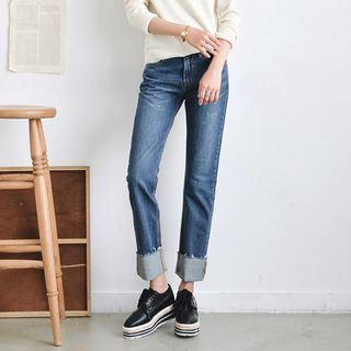 JUSTONE Fray-Hem Straight-Cut Jeans