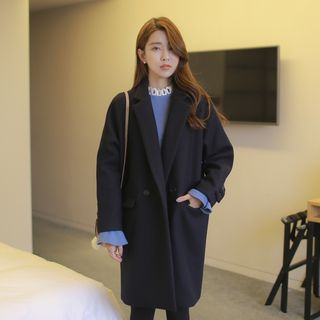 WITH IPUN Double-Breasted Wool Blend Coat