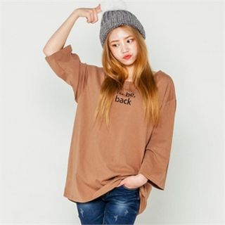 TISVIN Round-Neck Lettering Loose-Fit T-Shirt
