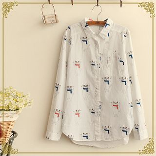 Fairyland Long-Sleeve Cat Print Shirt