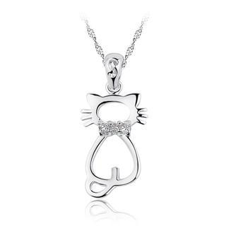 BELEC 925 Sterling Silver Cat Pendant and Necklace