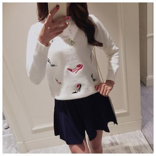 SUYISODA Heel Embroidered Knit Pullover