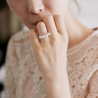 Ticoo Faux-Pearl Layered Open Ring