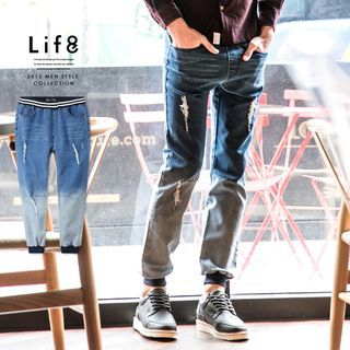 Life 8 Washed Cuff Gather Straight Fit Jeans
