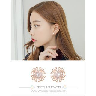 soo n soo Rhinestone Floral Stud Earrings