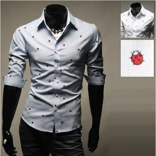 WIZIKOREA 3/4-Sleeve Ladybug-Pattern Shirt