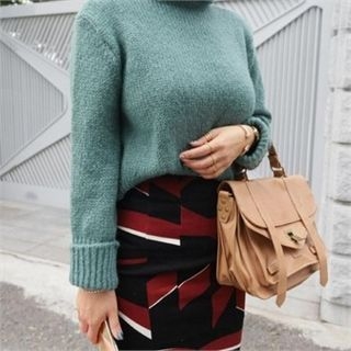 LIPHOP Wool Blend Turtle-Neck Sweater