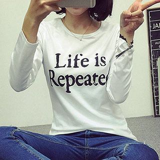 Fashion Street Long-Sleeve Letter T-shirt