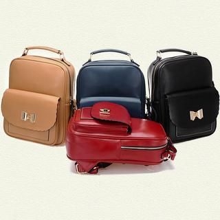 BeiBaoBao Faux-Leather Bow-Accent Backpack