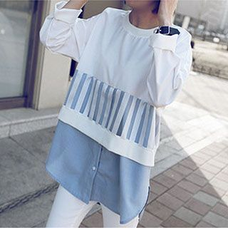 Adeline Cut Out Mock Two Piece Blouse