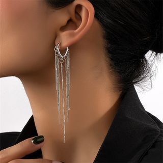 Alloy Fringed Earring 1 Pair - Silver - One Size