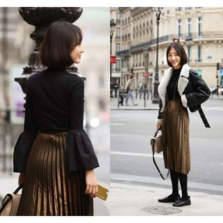 ssongbyssong Zip-Back Pleated Skirt