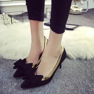 Chryse Bow Heel Pointy Pumps