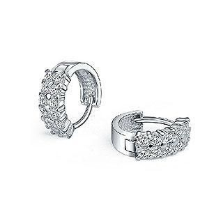 BELEC White Gold Plated 925 Sterling Silver with White Cubic Zirconia Earrings