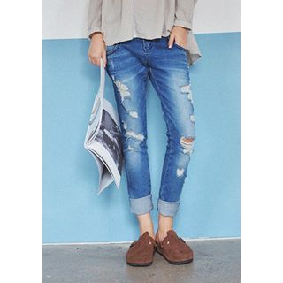GOROKE Distressed Slim-Fit Jeans