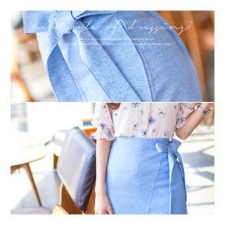 Bongjashop Tie-Front Cutout-Hem Mini Skirt