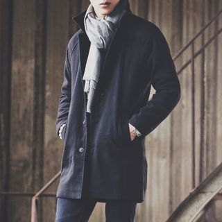 Chuoku Stand-Collar Woolen Long Coat