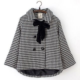 ninna nanna Tie-collar Double-breasted Houndstooth Jacket