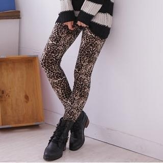 Leopard-Print Leggings Leopard Gray - One Size