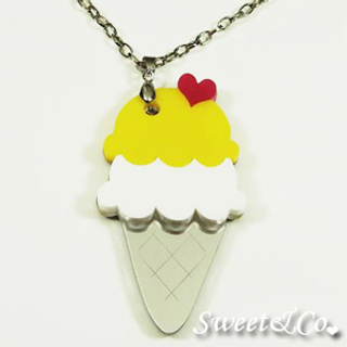 Sweet & Co. Yellow Mirror Ice-Cream Silver Necklace